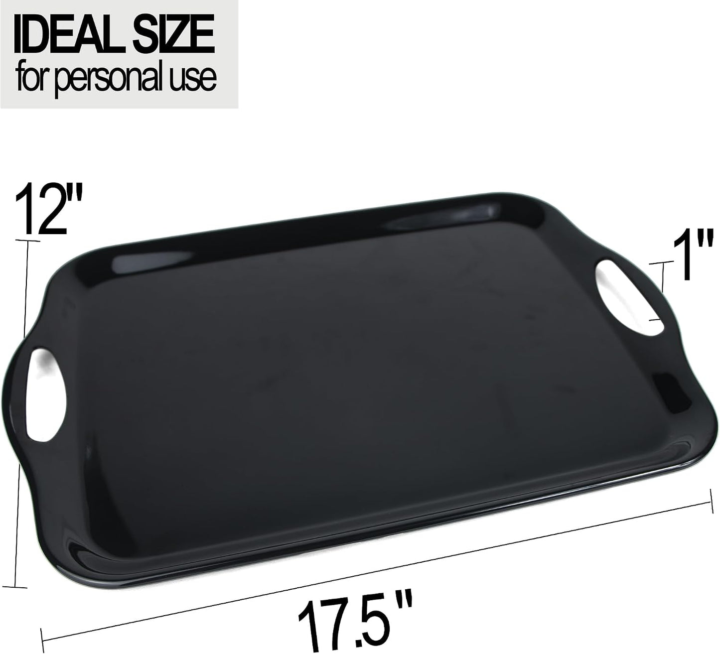 Czlizdyt Large Melamine Serving Tray with Handles, 17.5 x 12 in Rectangular Melamine Serving Platter, Dishwasher Safe Trays for Eating, Appetizer, Charcuterie, Snack, Fruit, Desserts, Set of 2, White