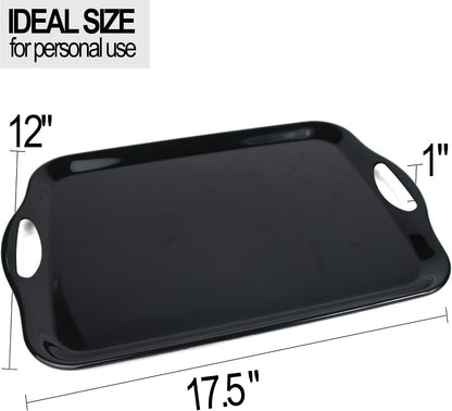 Czlizdyt Large Melamine Serving Tray with Handles, 17.5 x 12 in Rectangular Melamine Serving Platter, Dishwasher Safe Trays for Eating, Appetizer, Charcuterie, Snack, Fruit, Desserts, Set of 2, White