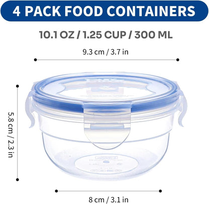KIGI Airtight Reusable Meal Prep Containers, Leak-Proof & Stackable, 4-Sided Locking Lids, Ideal for Food Storage, Lunch & Leftovers, Microwave, Freezer & Dishwasher Safe, 39 oz, 4.8 Cup, 12 Piece Set