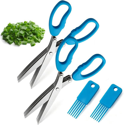 2026 New Herb Scissors with 5 Thickened Sharp Blades (Green)