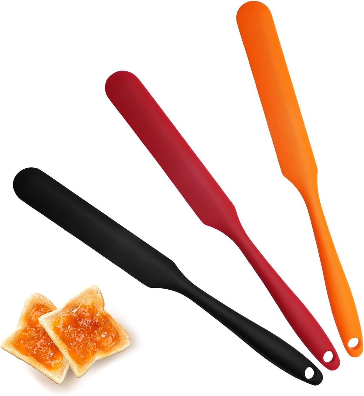 Silicone Jar Spatula Set 3Pcs, Purple, Pink, Green