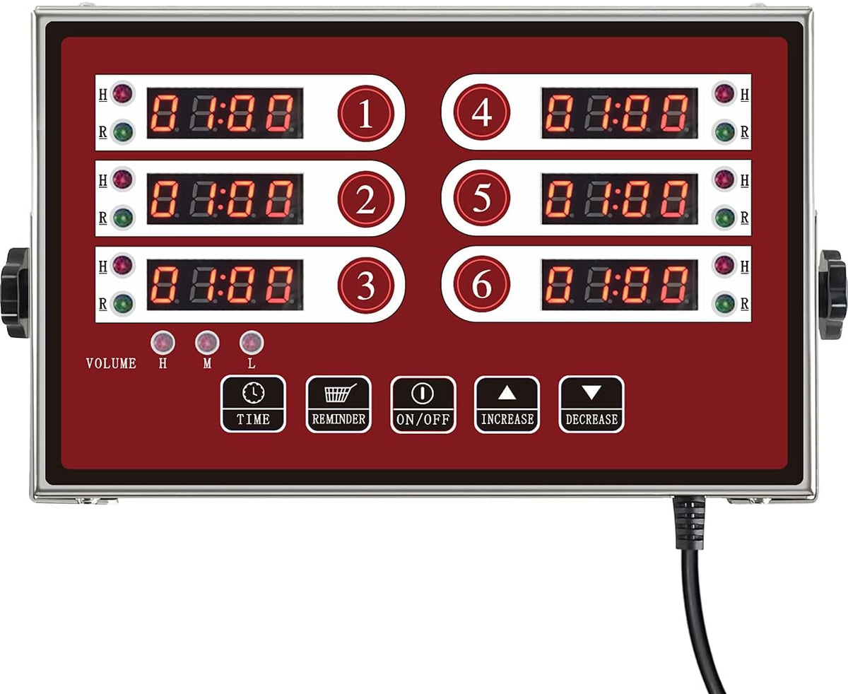 6 Channel Commercial Kitchen Timer Digital Stainless Steel Timer