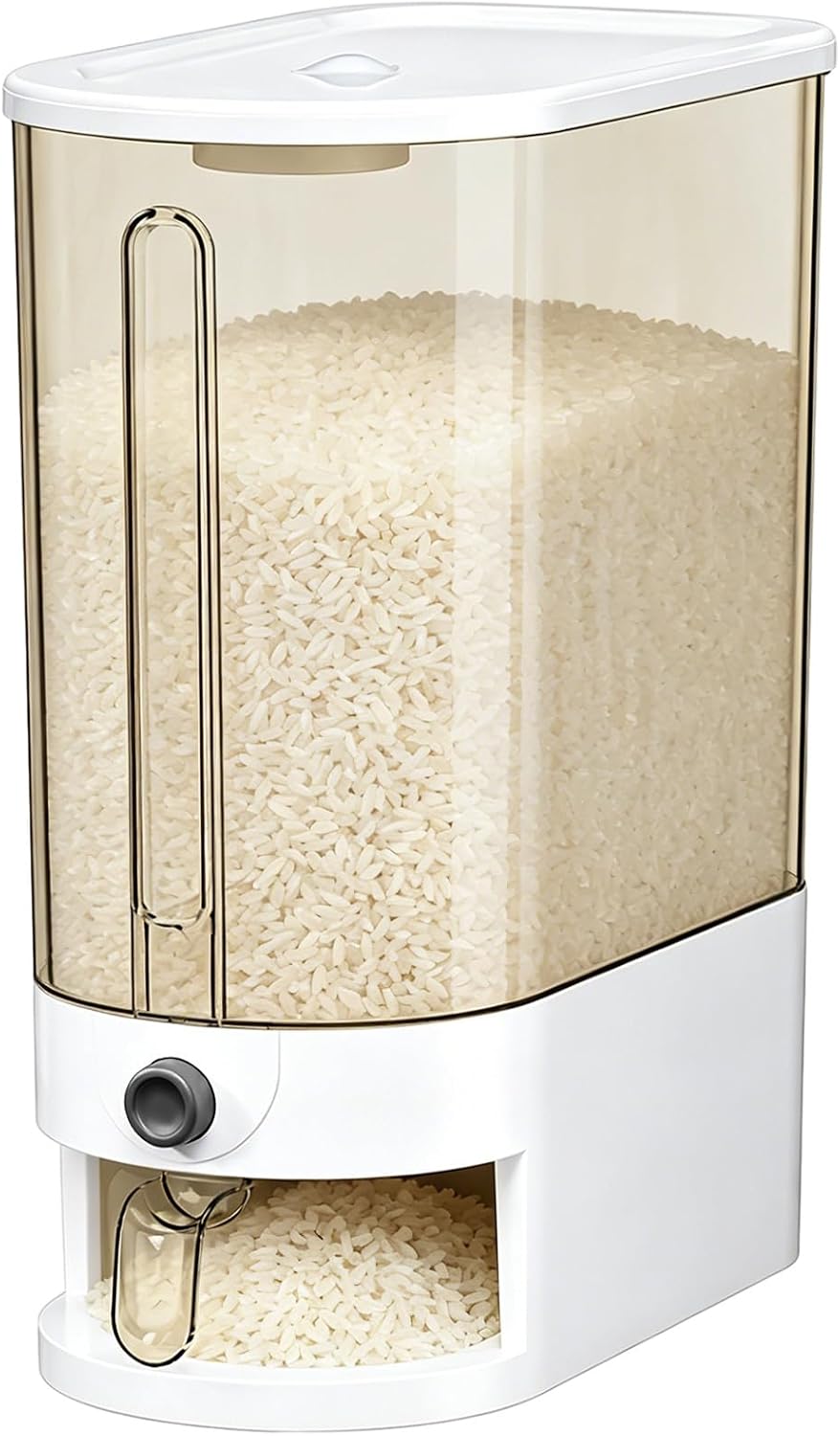 22-25Lbs Rice Dispenser, Large Rice Storage Container Cereal Dispenser Rice Holder Food Storage Container with Measuring Cup, One-Touch Sealed Moisture Food Dispenser for Kitchen and Household