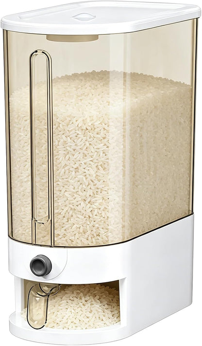 22-25Lbs Rice Dispenser, Large Rice Storage Container Cereal Dispenser Rice Holder Food Storage Container with Measuring Cup, One-Touch Sealed Moisture Food Dispenser for Kitchen and Household