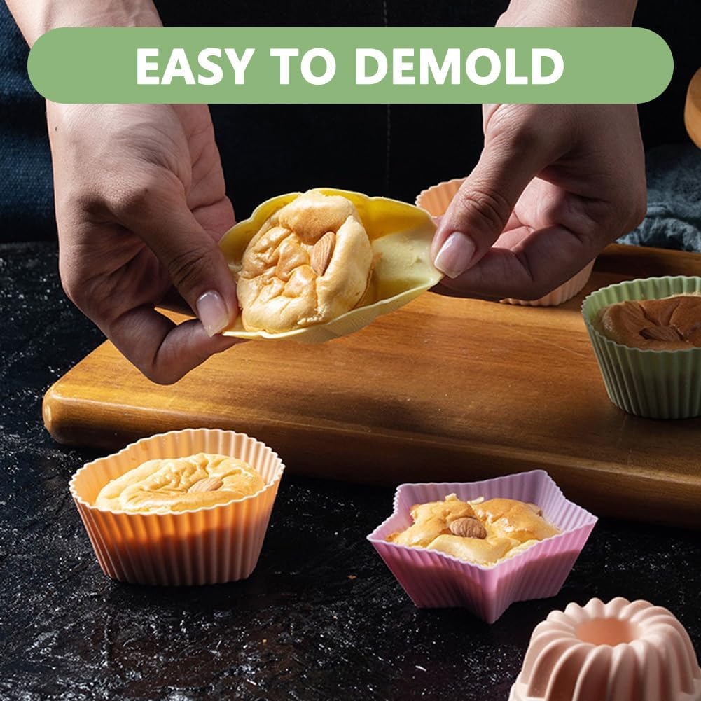 5Pcs Silicone Baking Cups Muffin Liners, Reusable Baking Cups Pastry Muffin Molds, 42343224