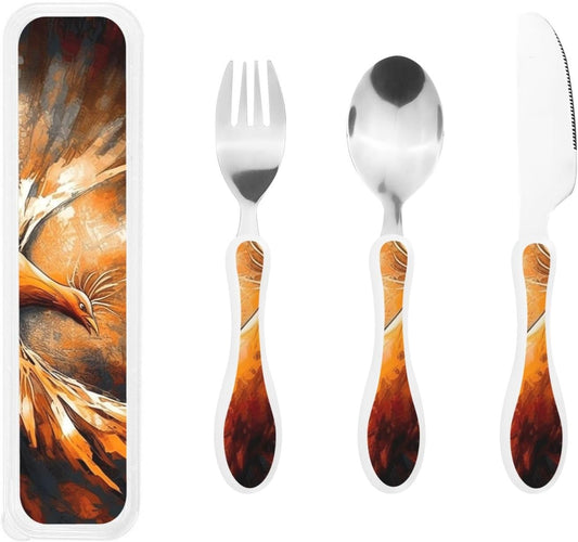 3-Piece Kids Silverware Set With Storage Case, Stainless Steel Reusable Children Safe Knife Spoon Fork Set Alpaca Cactus Children Flatware Set For Kids Lunch Box