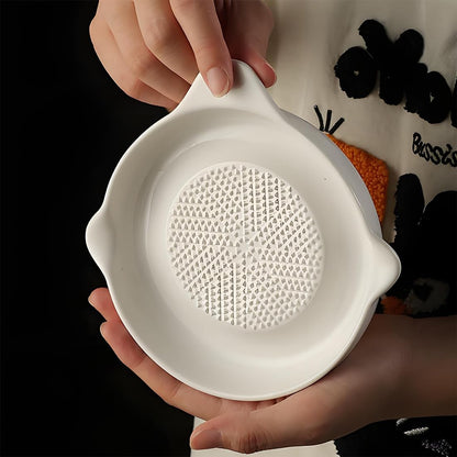 Ceramic Ginger Grater, Manual Kitchen Grinder Tool for Garlic, Fruit & Vegetable, Multipurpose Ginger Paste & Juice Maker, Easy-Clean Ginger Puree Grater for Kitchen