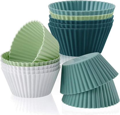 12pcs Silicone Cupcake Baking Cups, Reusable Silicone Baking Cups, BPA Free, Easy Clean Pastry Muffin Molds