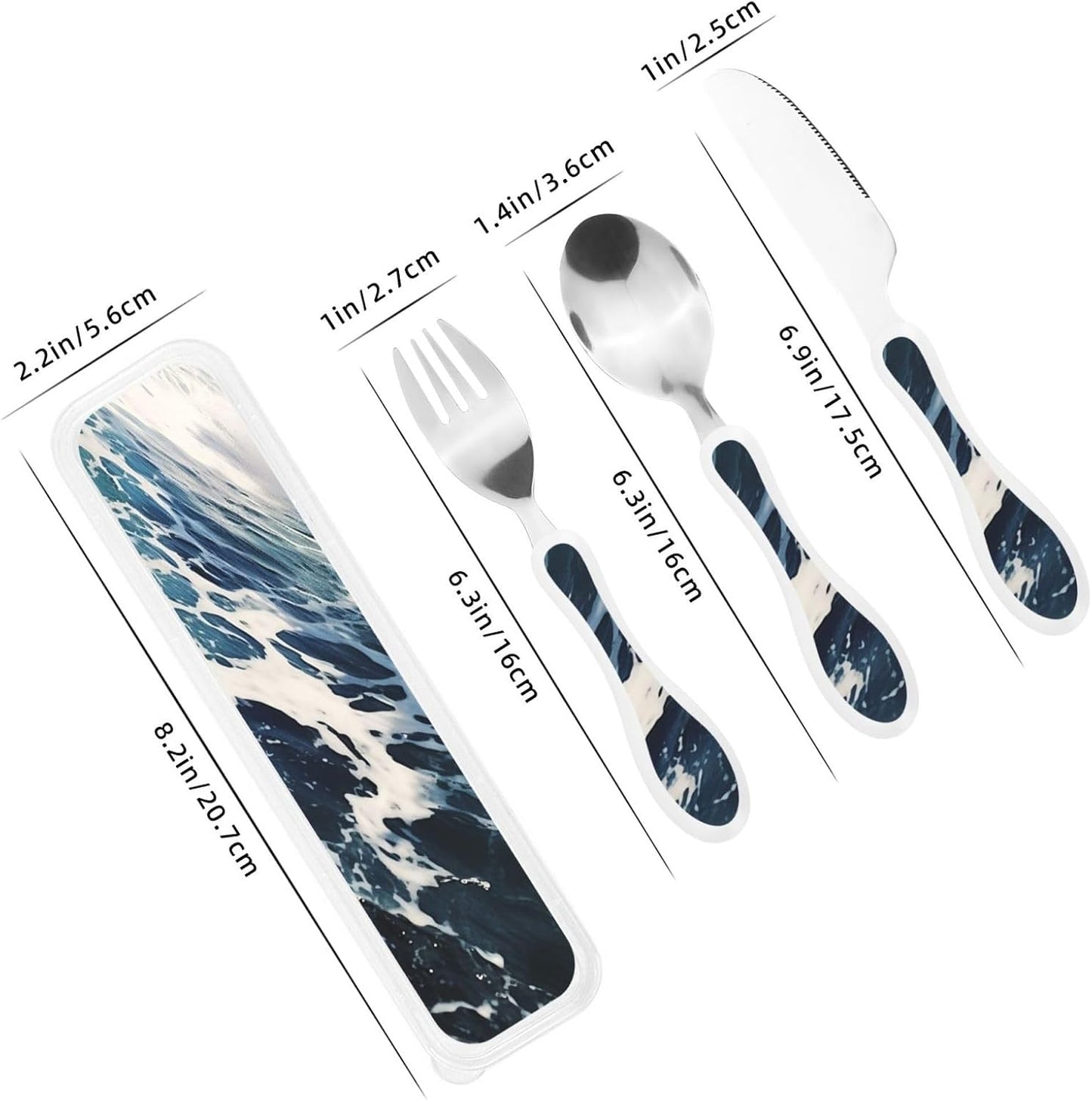3-Piece Kids Silverware Set With Storage Case, Stainless Steel Reusable Children Safe Knife Spoon Fork Set African Lion Black And White Children Flatware Set For Kids Lunch Box