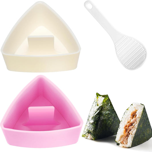 Onigiri Mold Set, 3 Pack Rice Ball Musubi Maker Press Large Triangle Rice Mold, Japanese Sushi Making Kit for Lunch Bento