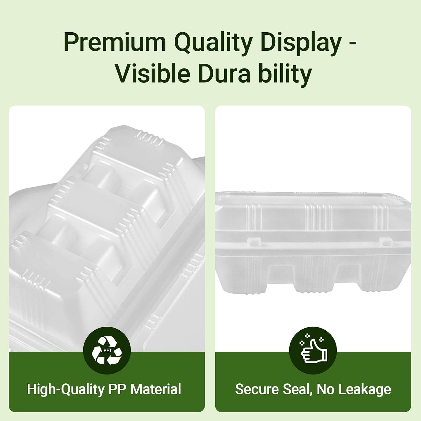 25PCS Disposable Taco Holder Box with Lids, 3-Divider Premium PP Taco Plates Microwave Safe, BPA Free To Go Taco Tray Clamshell for Taco Bar Party Serving