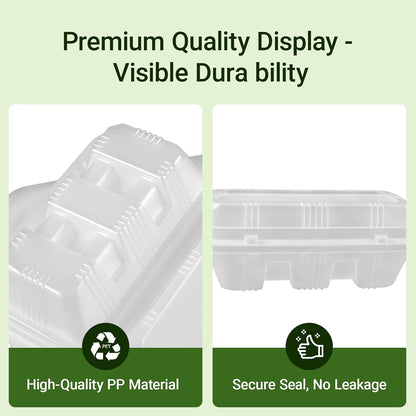 25PCS Disposable Taco Holder Box with Lids, 3-Divider Premium PP Taco Plates Microwave Safe, BPA Free To Go Taco Tray Clamshell for Taco Bar Party Serving