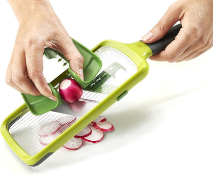 Joseph Joseph Multi-Grip Hand-held Kitchen Mandoline, Fruit and Vegetable Slicer with Food Grip and Adjustable Blades, Dishwasher Safe