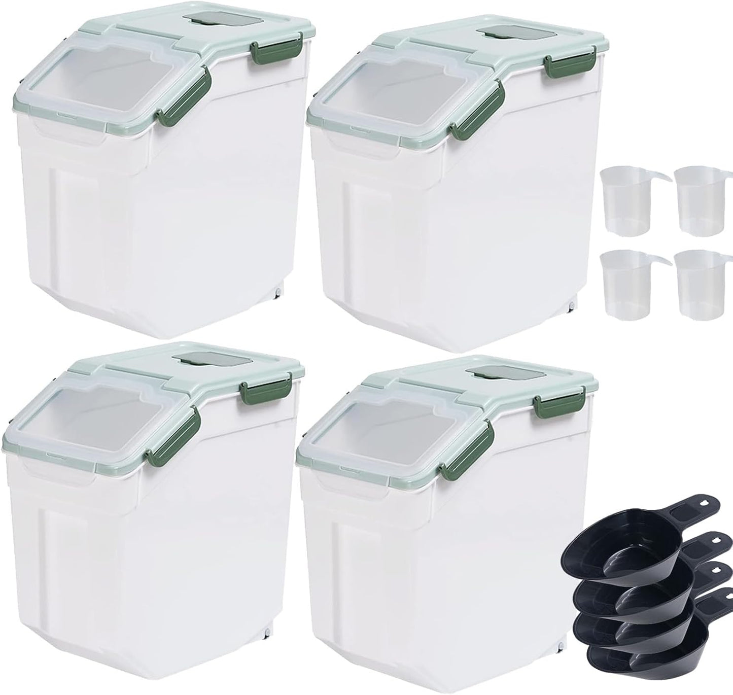 Saim Flour Storage Container Bin 25lbs (2 Pack), BPA Free Rice & Food Dispenser with Lid, Measuring Cup & Scoop - Kitchen Pantry Organizer for Grain, Cereal, Dog Food, Baking Supplies - Dark Blue