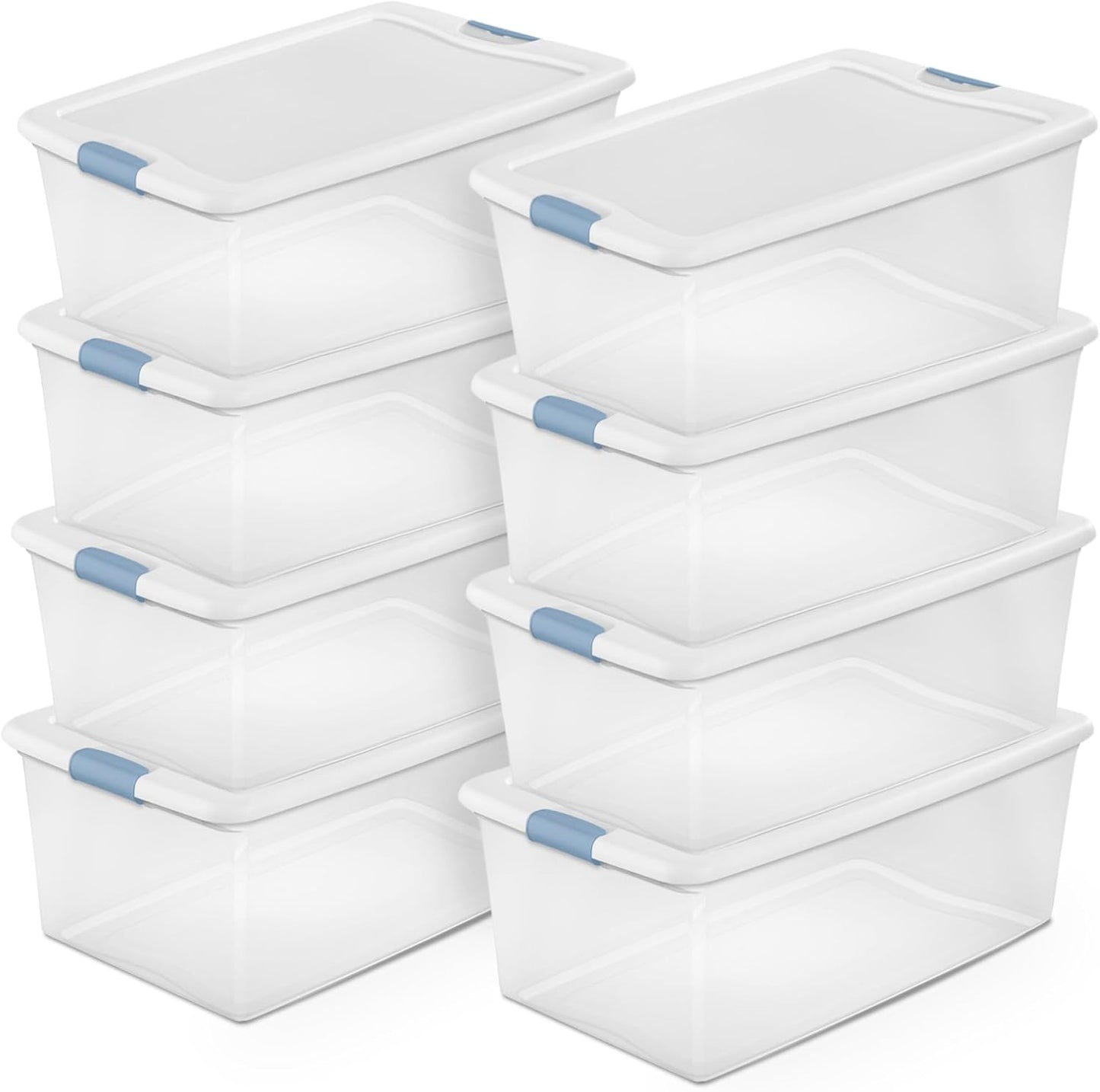 Sterilite 6-Pack Latching Box, Under Bed Storage Bins with Lids, Clear Plastic, 25 Quart - Heavy-Duty Organizing Containers for Closet, Bathroom, and Office