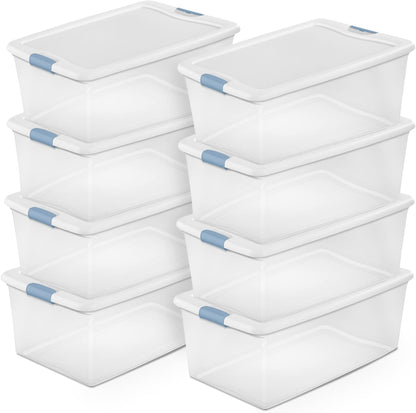 Sterilite 6-Pack Latching Box, Under Bed Storage Bins with Lids, Clear Plastic, 25 Quart - Heavy-Duty Organizing Containers for Closet, Bathroom, and Office