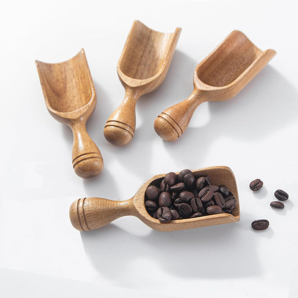 Wooden Scoops for Canisters Wooden Scoop for Jars Acacia 5″ Med-size Flour Scoop Coffee Scoops for Ground Coffee Measuring Spoon for Bath Salt Scoop Wood Laundry Detergent Shovel -Multipurpose