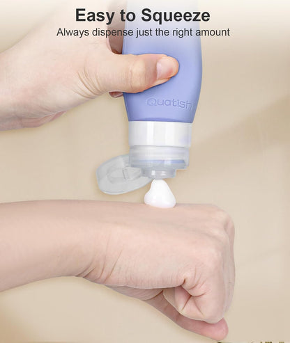 Quatish Travel Bottles for Toiletries, Original Patented Leakproof 3 oz Tsa Approved Travel Size Containers, BPA Free Silicone Shampoo and Conditioner Bottles, Camping Essentials