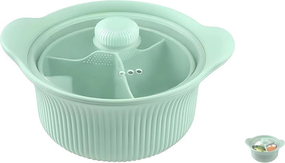 3-in-1 Microwave Steamer, 42oz Silicone Basket with Lid for Veggies, Fish & Baby Food | BPA-Free,Dishwasher & Oven Safe (Green)