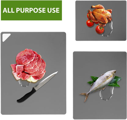 WK Flexible Plastic Cutting Mats for Kitchen Set of 3, Non Slip Cutting Mat, Thin Cutting Sheets, BPA Free, Dishwasher Safe, Multi Sizes, Multi Colors