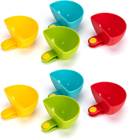 Dip Clip for Bowls Plates 8PCS Plastic Dip Clip Bowl Plate Holder Chip and Dip Serving Set Sauce Holder for Spice Tomato Sauce Salt Veggie Vinegar Ketchup Chips (4 Colors)