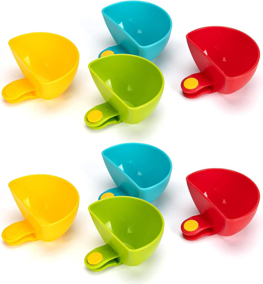 Dip Clip for Bowls Plates 8PCS Plastic Dip Clip Bowl Plate Holder Chip and Dip Serving Set Sauce Holder for Spice Tomato Sauce Salt Veggie Vinegar Ketchup Chips (4 Colors)