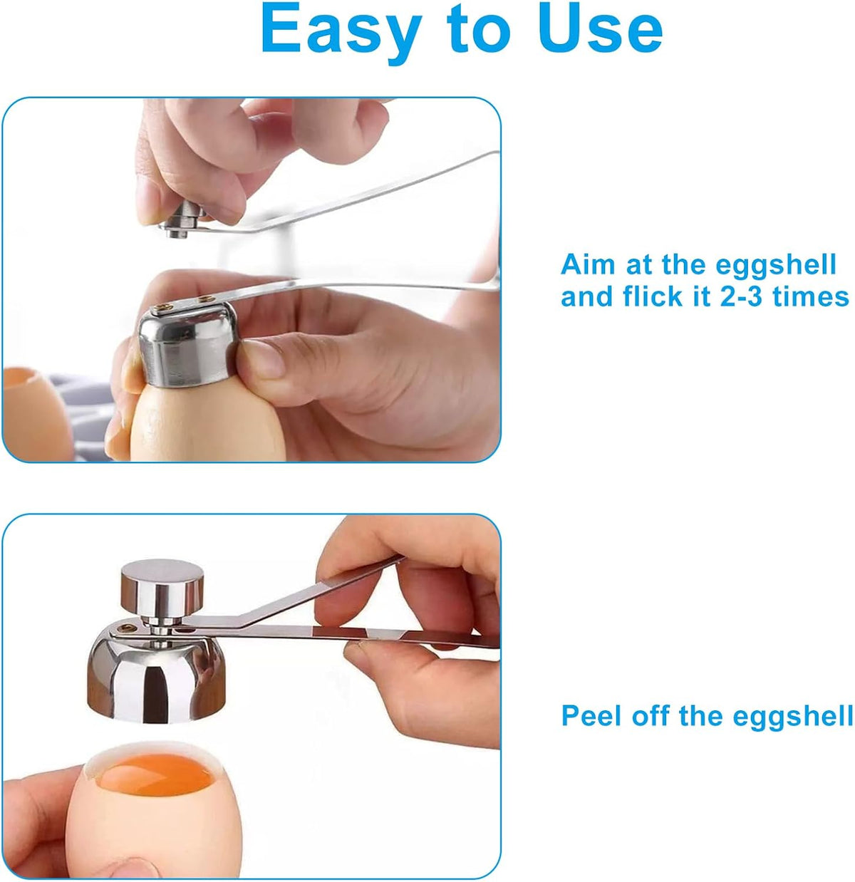 Stainless Steel Egg Cracker, 2Pcs