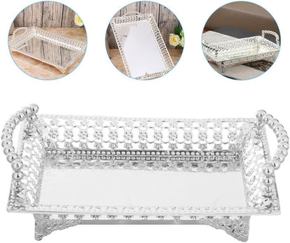 LIFKOME Cake Display Plate Silver Footed Fruit Basket Tray Metal Dessert Display Platter Decorative Snacks Plate Cake Serving Dish Appetizers Platter Tray for Home Party Kitchen