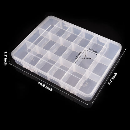 Exptolii 15 Large Grids Plastic Organizer Box with Dividers, 2 Pack Clear Compartment Container Storage for Washi Tapes Beads Crafts Jewelry Fishing Tackles, Size 11 x 6.3 x 2.2 in