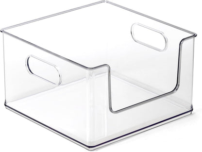 BINO | Stackable Plastic Storage Bins, Clear | THE CLARUS COLLECTION | Pantry Organizers and Storage Containers | Fridge Organizer Bins | Kitchen Cabinet Organizer | Medicine Cabinet Bin