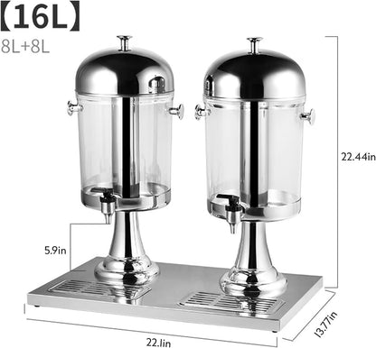 BAVNNRO 4.5 Gallon Drink Dispensers for Parties, Beverage Dispenser with Stand, Commercial Hot Cold Juice Dispenser with Ice Container and Stainless Steel Drip Trays for Beer, Water Lemonade
