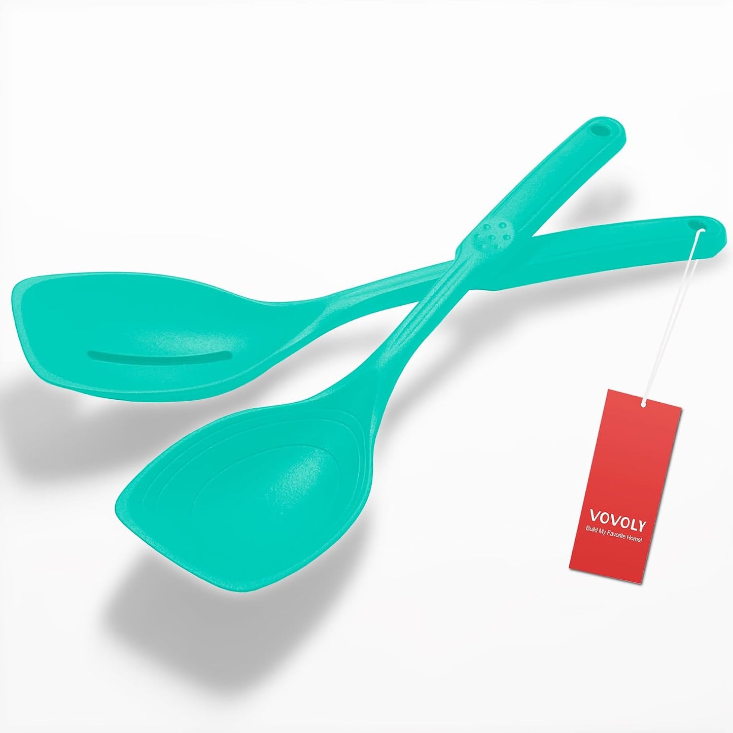 Large Silicone Cooking Spoon, Non-Stick Solid Spoon set with Deep Bolw and Measurement Mark for Mixing, Serving, Draining, Scooping, Scraping, Heat Resistant Kitchen Utensils, Black