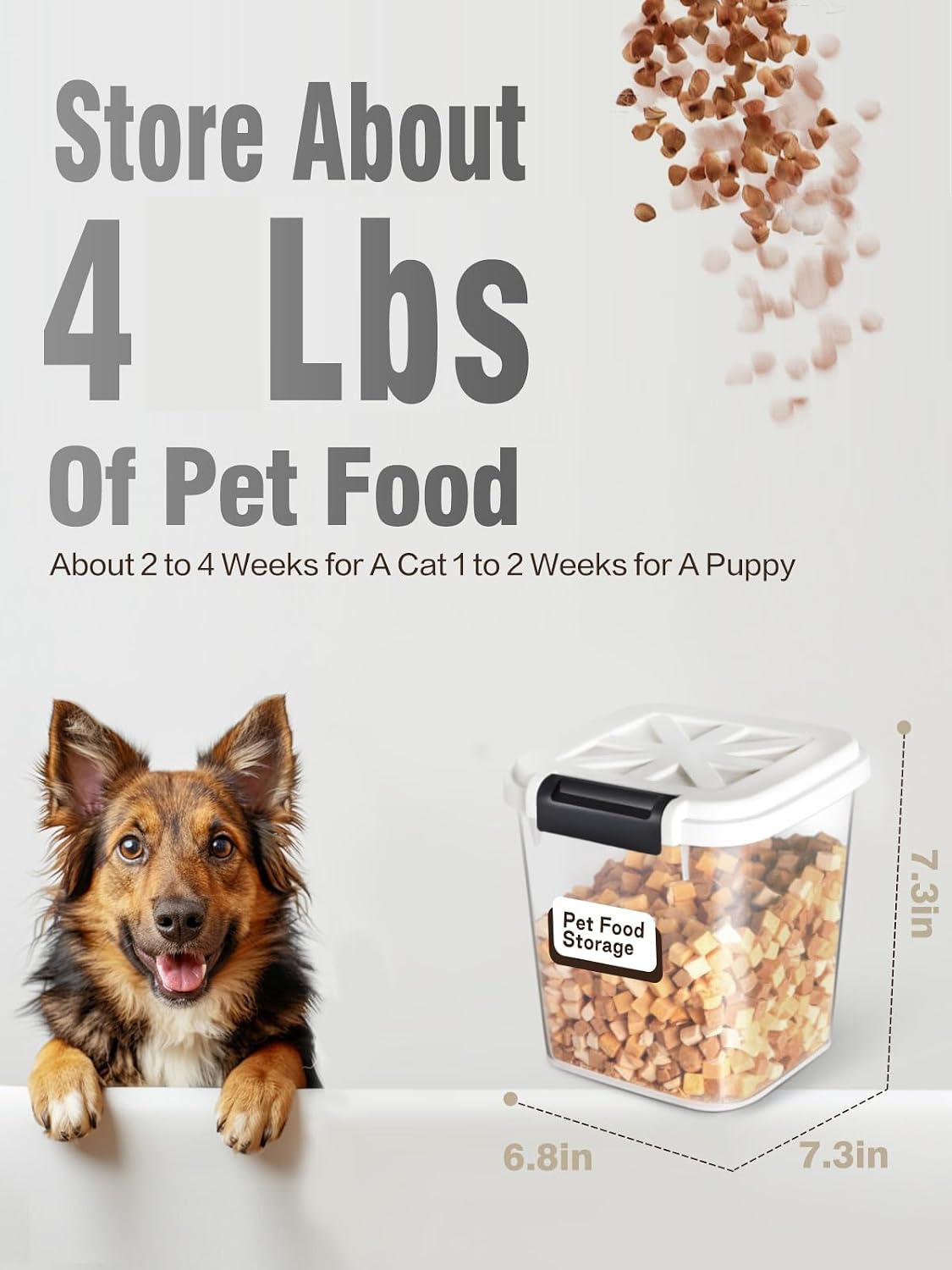 LivLab Mker Dog Food Storage Container - 6L/6KG/10LBS Pet Food Storage Containers With Lids & Scooper, BPA Free Airtight Storage Containers Store Dry Food For Kitchen Pantry