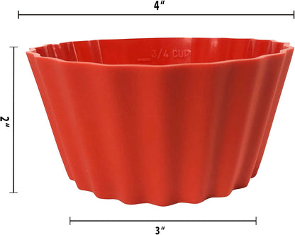 12 Pack Measured Baking Cups Jumbo Silicone Muffin Cup Reusable Non-Stick Liners Easy To Read Measurements Four Colors Flexible Durable Microwave & Dishwasher Safe by Baking Made Easy