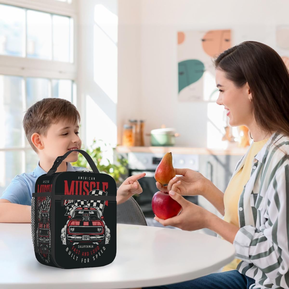 Rainbow Leopard Lunch Box Thermal Cooler Bento Tote Bags Portable Insulated Lunch Bag for Girls Teens, Kids Lunch Bags for School Beach Picnic Travel