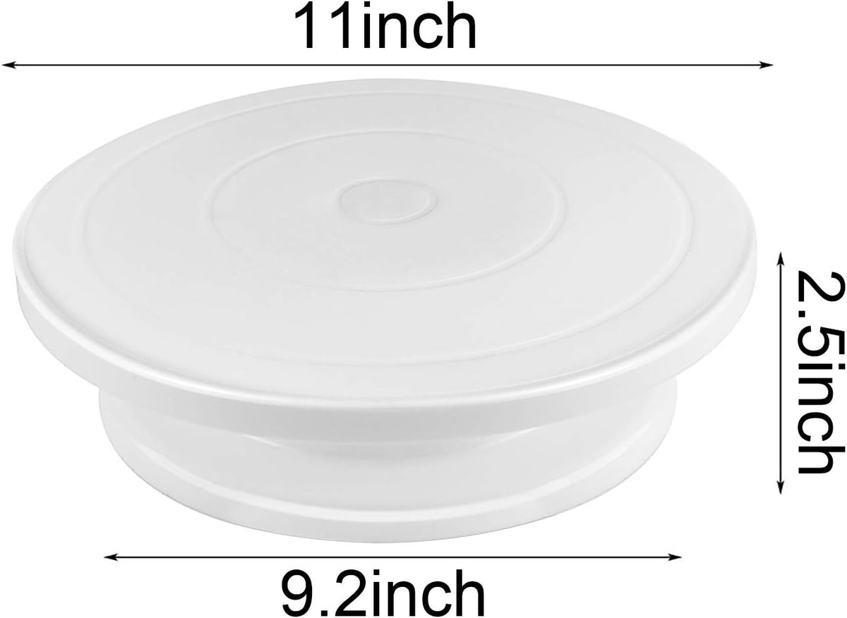 KEILEOHO 2 Pack 11 Inch Premium Cake Turntables, Smoothly Turns for Cake Decorating, Lightweight & Durable Stand for Decoration, Sculpting, Model Building, Painting
