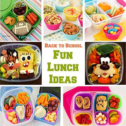 Silicone Cupcake Liners, Upgrades 36 Pack Reusable Baking Muffin Cups Nonstick 3 Shapes Pastry Cake Molds Bento Lunch Box Dividers