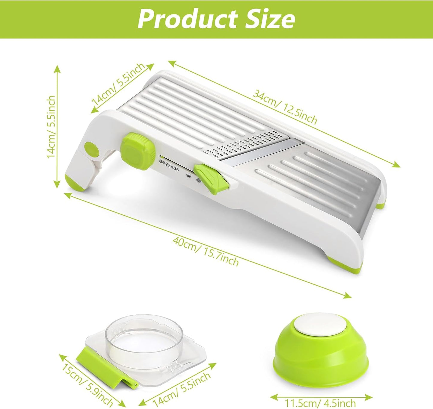 Mandoline Slicer for Kitchen, Adjustable Stainless Steel Mandoline Food Slicer, Onion Potato Cucumber Tomato Carrot Vegetable Fruit Slicer, Mandolin Veggie Cutter with Food Holder, Grey
