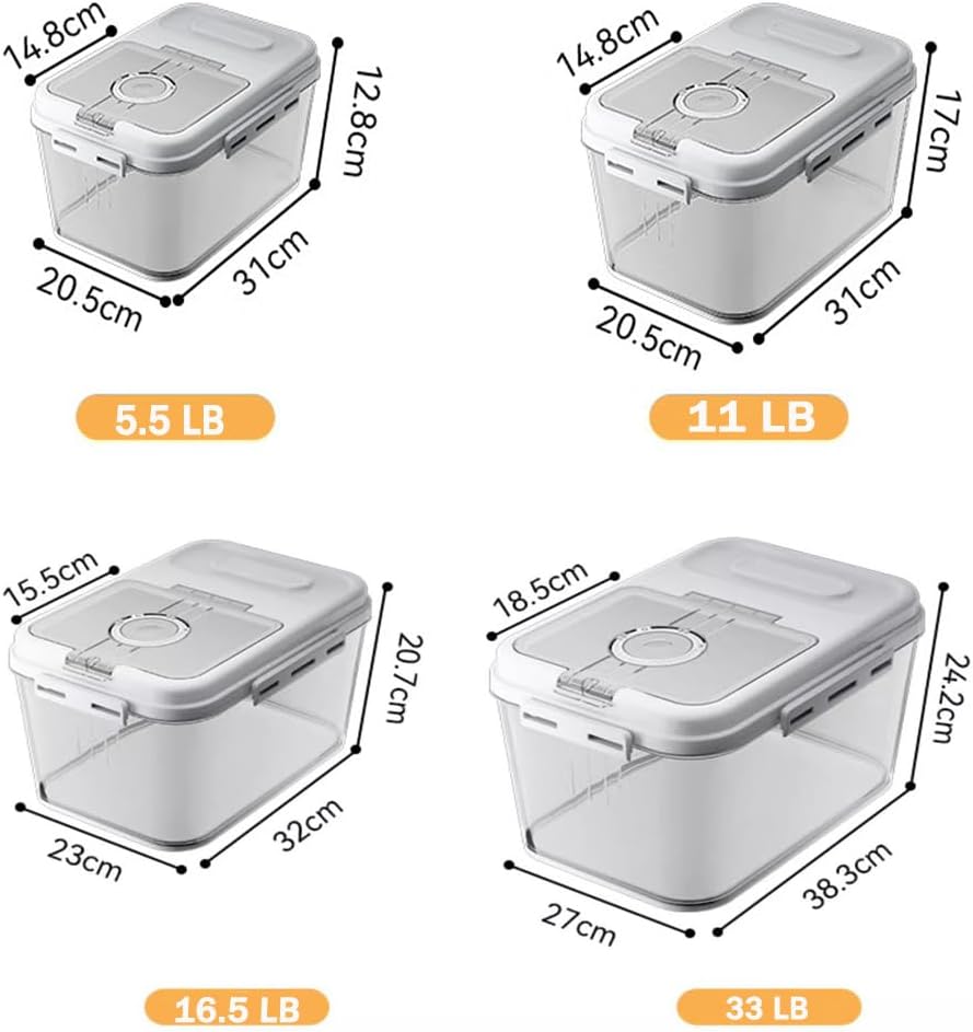 Rice Storage Bins,33LB Food Storage Container with PP Locking Lid,For Rice,Grain,Pet Food,Flour with Measuring Cup