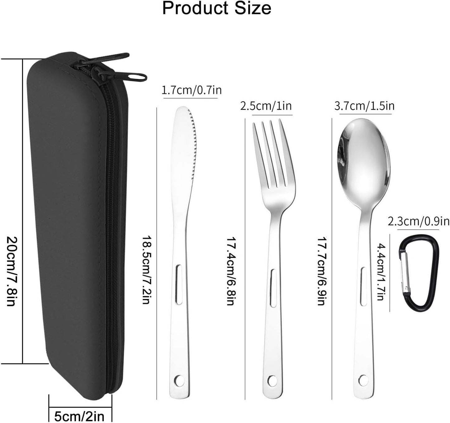 Travel Utensils Set with Silicone Case, Stainless Steel Silverware Set for Work Lunch Camping Picnic, Portable Cutlery Set on the Go, Easy to Clean (Grey)