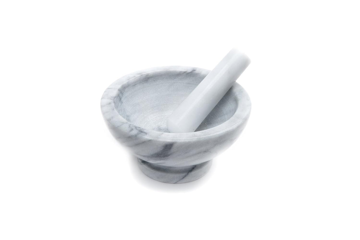 Fox Run Marble Mortar and Pestle Set, White, Small 4" Pestle and Mortar