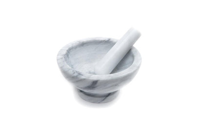 Fox Run Marble Mortar and Pestle Set, White, Small 4" Pestle and Mortar