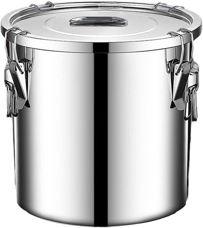 304 stainless steel food storage containers with lids lock clips airtight container large airtight for rice flour sugar grain coffee bean storage containers Kitchen jar (5.55gal/21L)