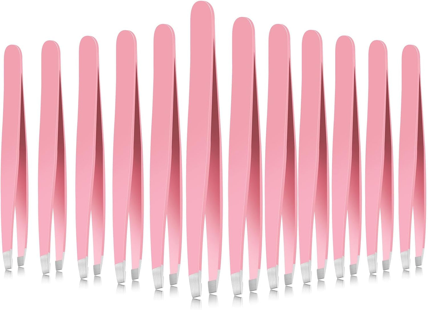 Mudder 12 Pcs Eyebrow Tweezers Set for Facial Hair Stainless Steel Slanted Tip Tweezers in Bulk for Men and Women(Silver)