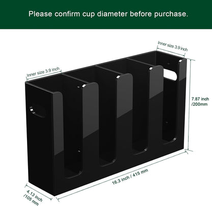 Disposable Coffee Cup Dispenser with Handles, Countertop or Wall Mount Hot/Cold Drink Cup and Lid Holder - Bathroom/Kitchen/Office Acrylic Cup Lid Storage Organizer (1 Compartment, Clear)