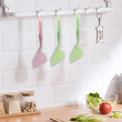 Hitefu 2 Pcs Silicone Spatula Turner, Green & Pink