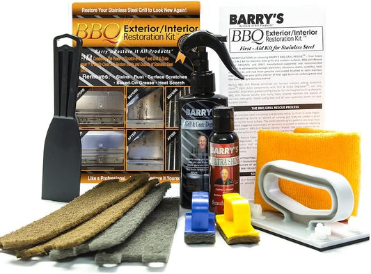 Barry's Restore It All Products - BBQ Exterior/Interior Restoration Kit | 2-in-1 Kit That Cleans The Inside and Outside of BBQ Grills and Permanently removes Scratches, Rust, Discoloration and More!