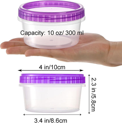 Okllen 40 Pack Small Storage Container Boxes, 10 OZ Food Container Jar with Airtight Screw Lid, Reusable Wide Mouth Slime Cup for Snack, Soup, Fruit, BAP Free, Sturdy Plastic