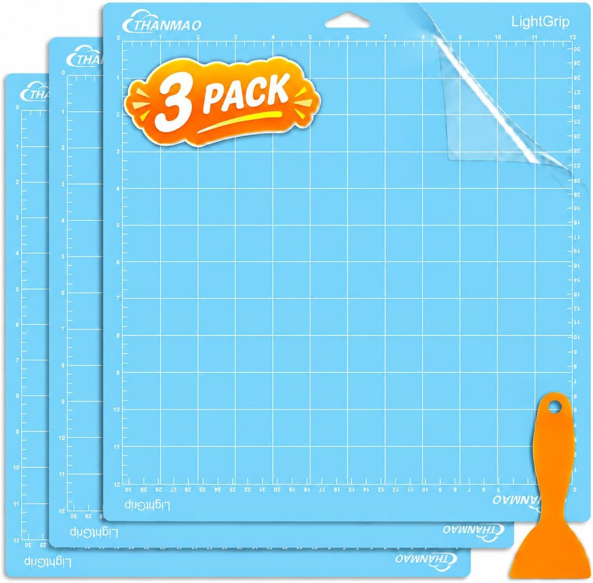 THANMAO Standard Grip Cutting Mat 3 Pack,12"x12" Standard Grip Cutting Mats for Cricut Maker 3//Explore 3/Air 2/Air/One，Replacement Accessories Card for HTV/Cardstock/Paper/Adhesive Vinyl