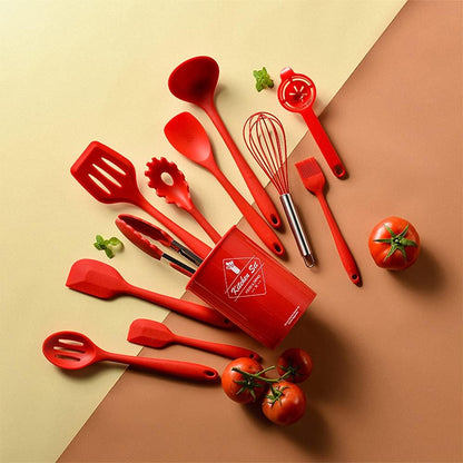 Kitchen Utensils Set-12 Pieces Silicone Cooking Utensils Set (Dishwasher Safe) 392°F Heat Resistant Spatula Set,Kitchen Utensil Set for Nonstick Cookware,Best Kitchen Tools with Holder